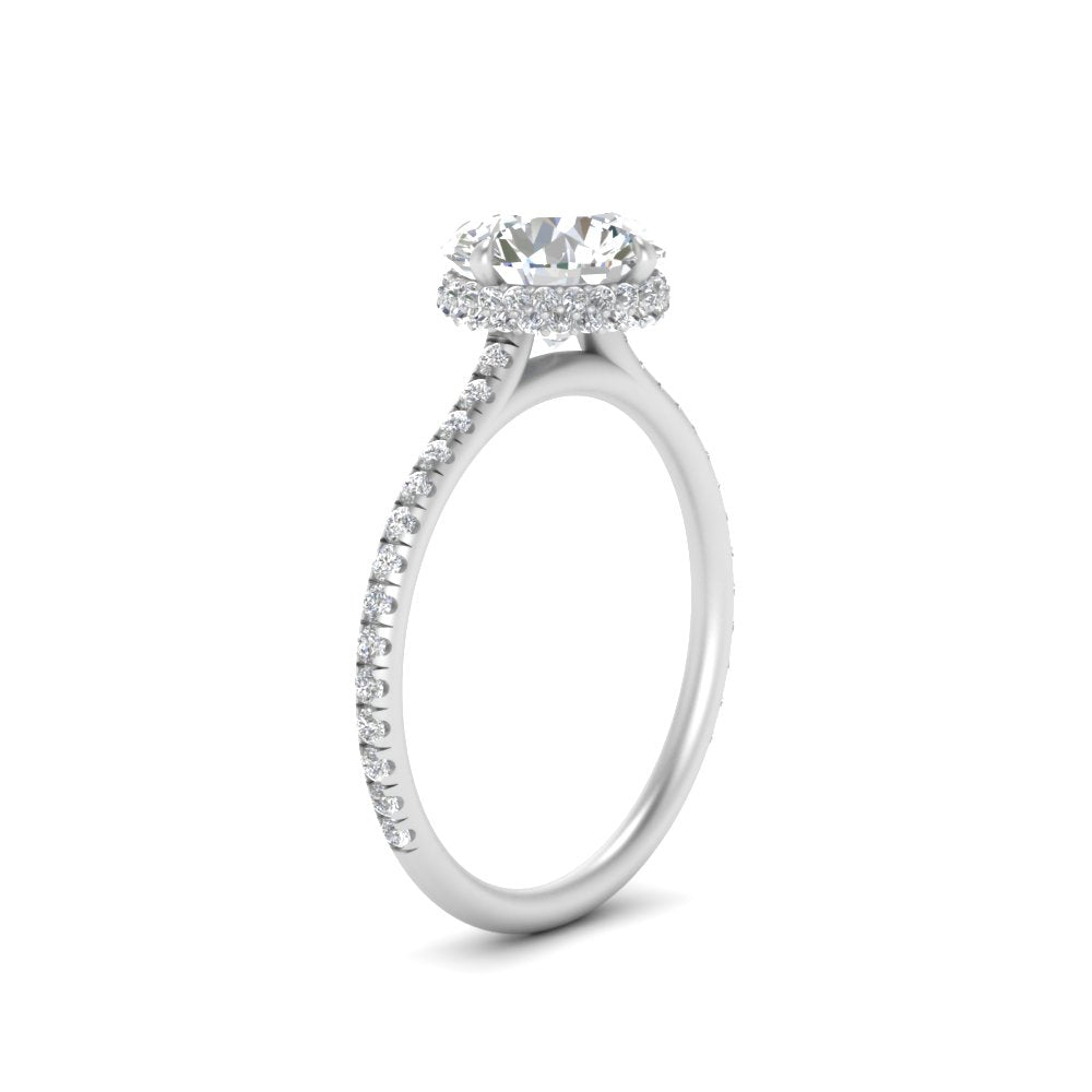 Compass Point Under Halo Engagement Ring