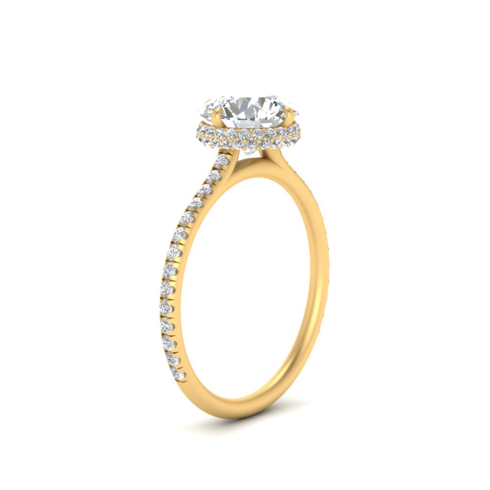 Compass Point Under Halo Engagement Ring