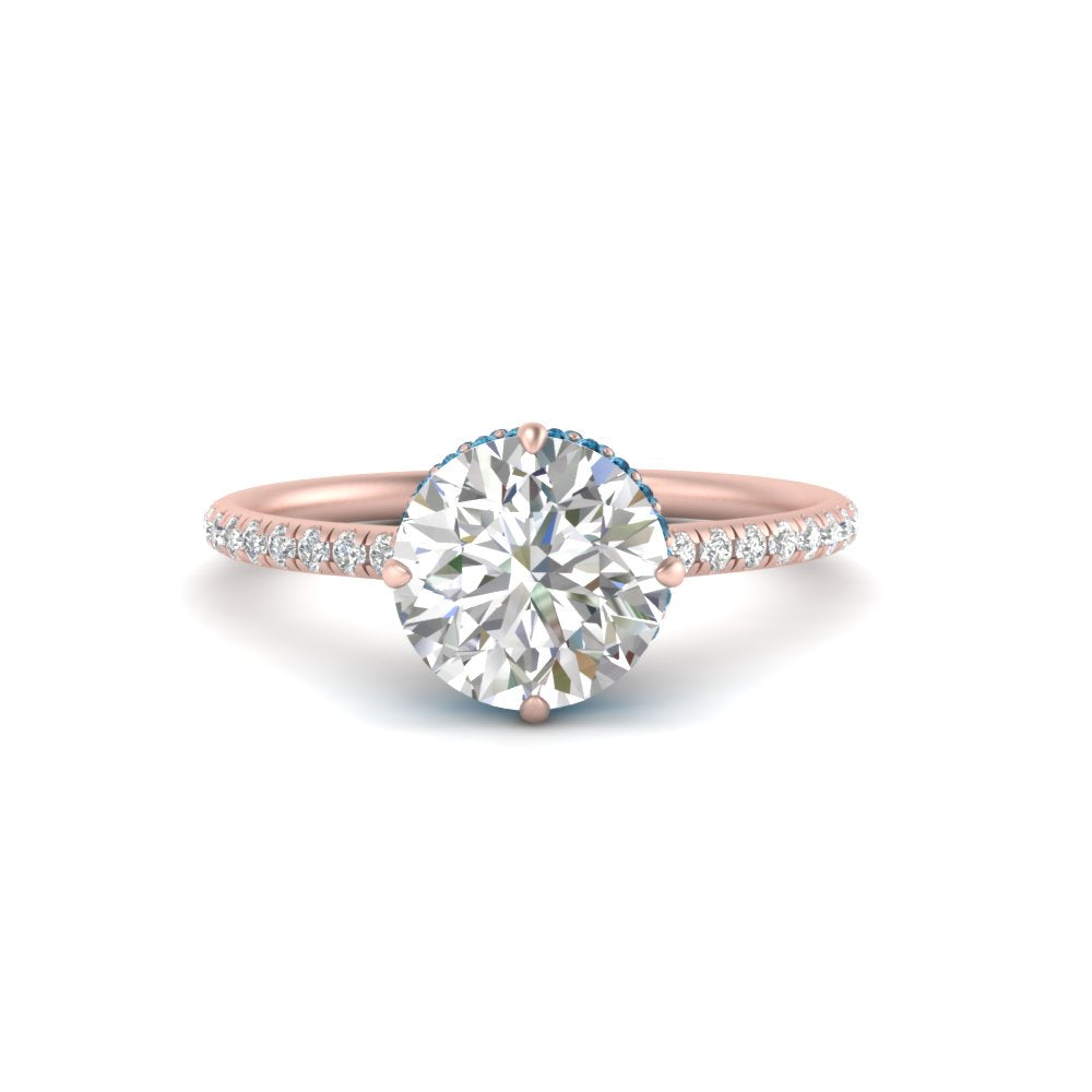 Compass Point Under Halo Engagement Ring