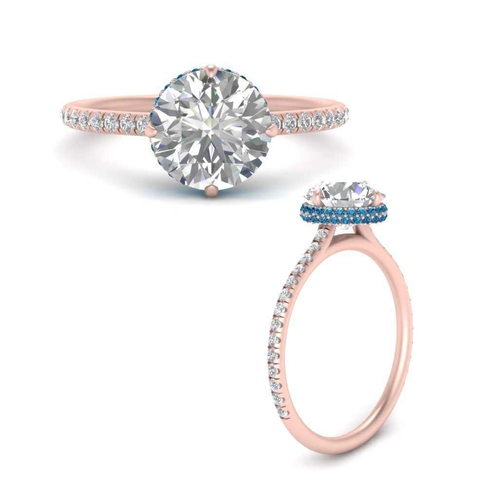 Compass Point Under Halo Engagement Ring