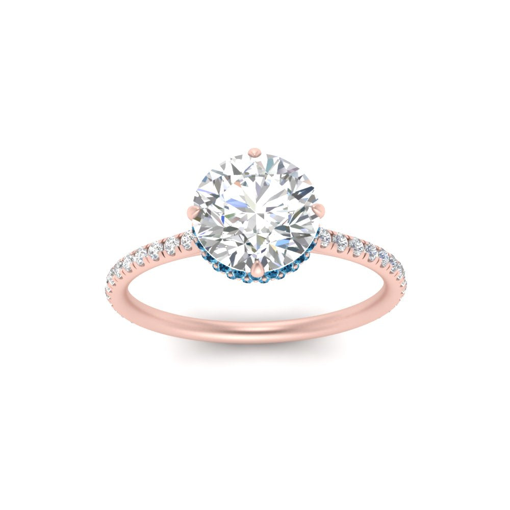 Compass Point Under Halo Engagement Ring