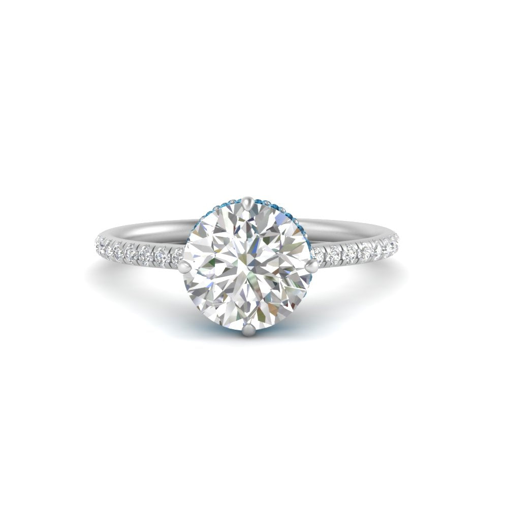 Compass Point Under Halo Engagement Ring