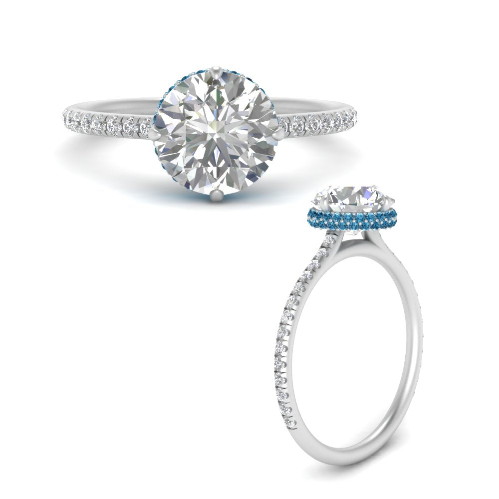 Compass Point Under Halo Engagement Ring