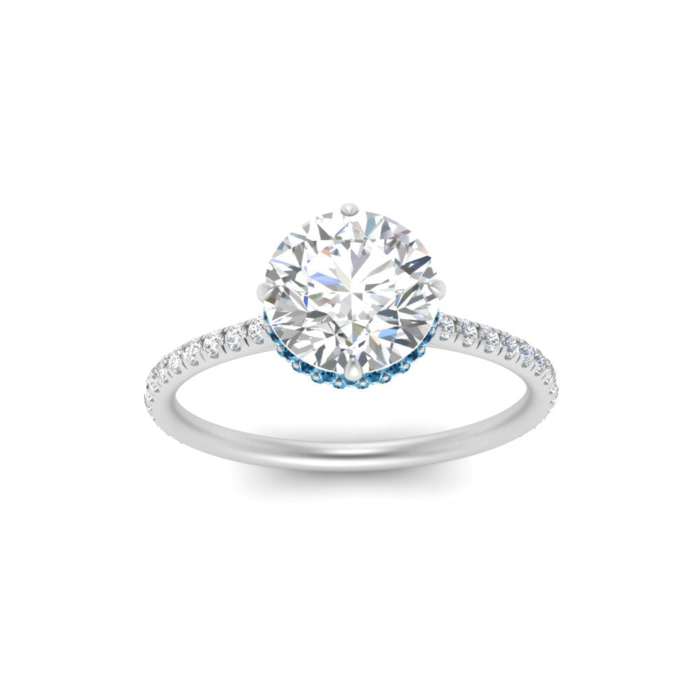 Compass Point Under Halo Engagement Ring