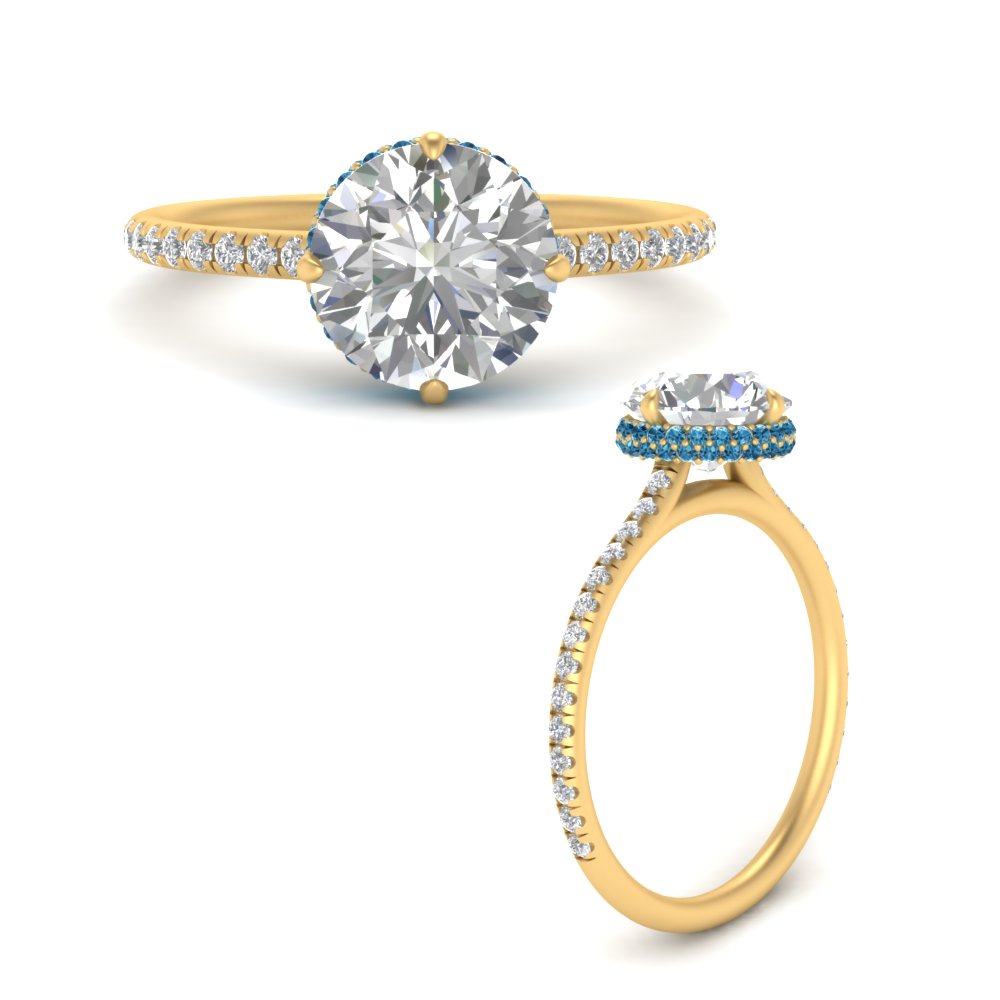 Compass Point Under Halo Engagement Ring