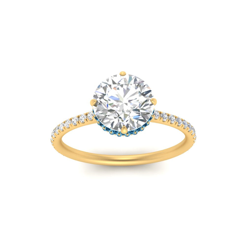 Compass Point Under Halo Engagement Ring