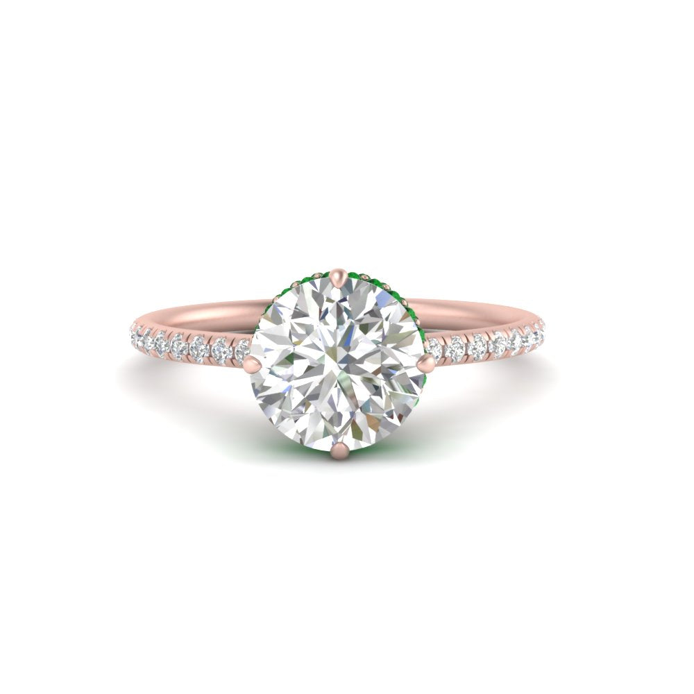 Compass Point Under Halo Engagement Ring