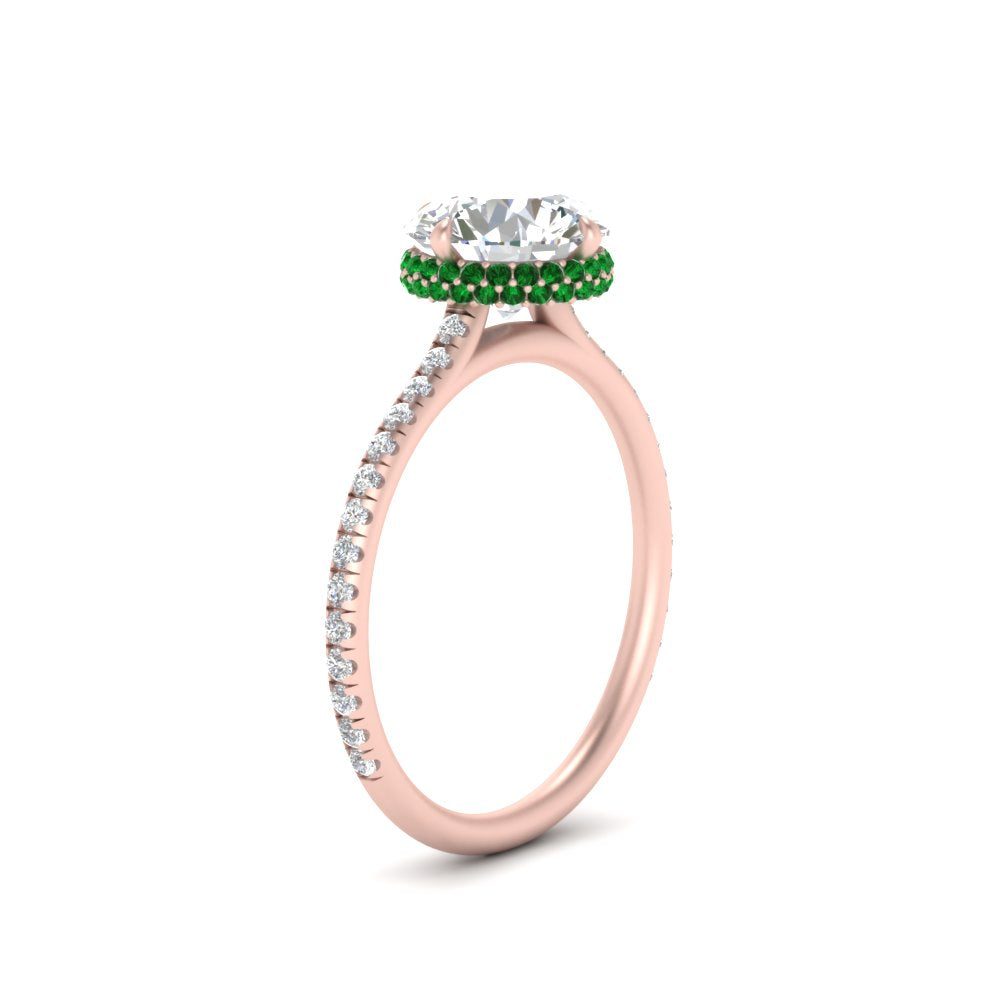 Compass Point Under Halo Engagement Ring
