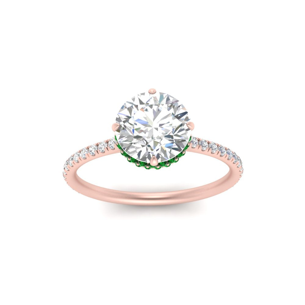 Compass Point Under Halo Engagement Ring