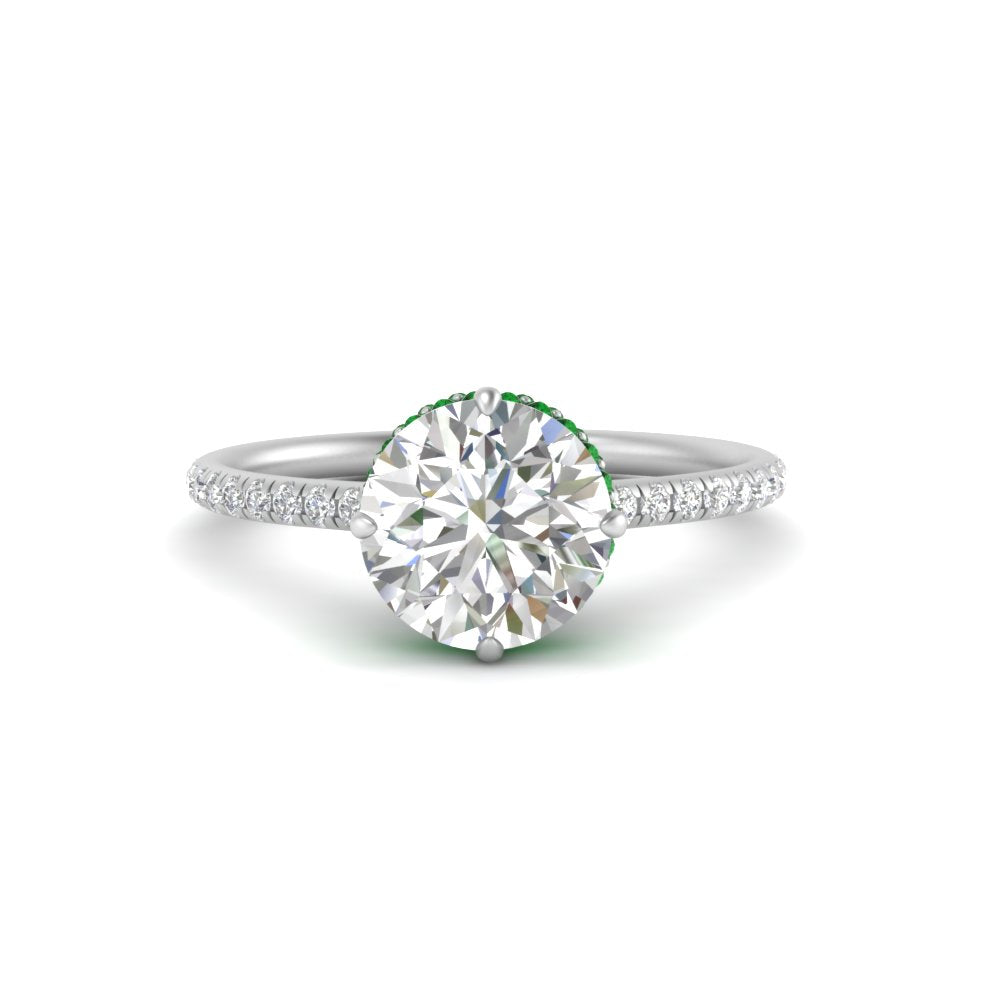 Compass Point Under Halo Engagement Ring