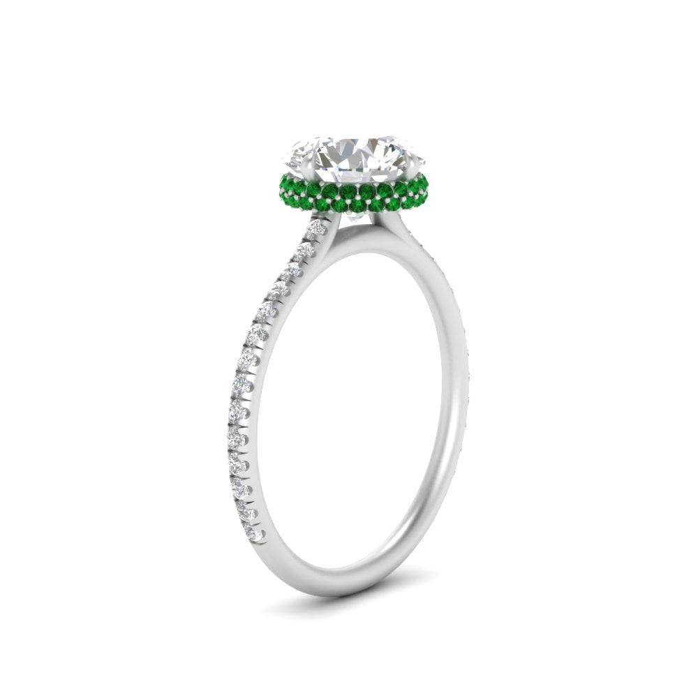Compass Point Under Halo Engagement Ring