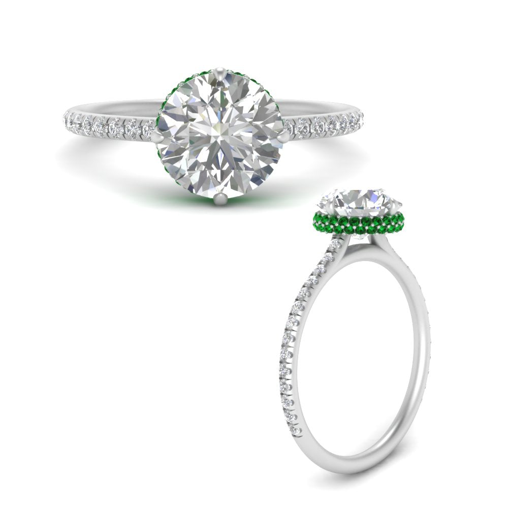 Compass Point Under Halo Engagement Ring