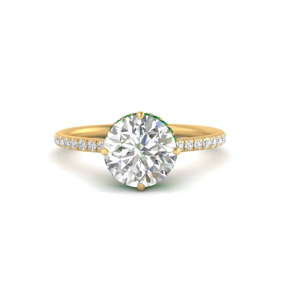 Compass Point Under Halo Engagement Ring