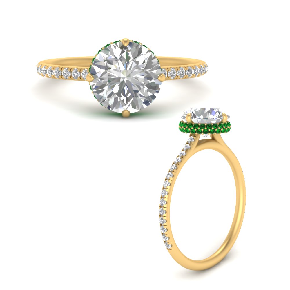 Compass Point Under Halo Engagement Ring