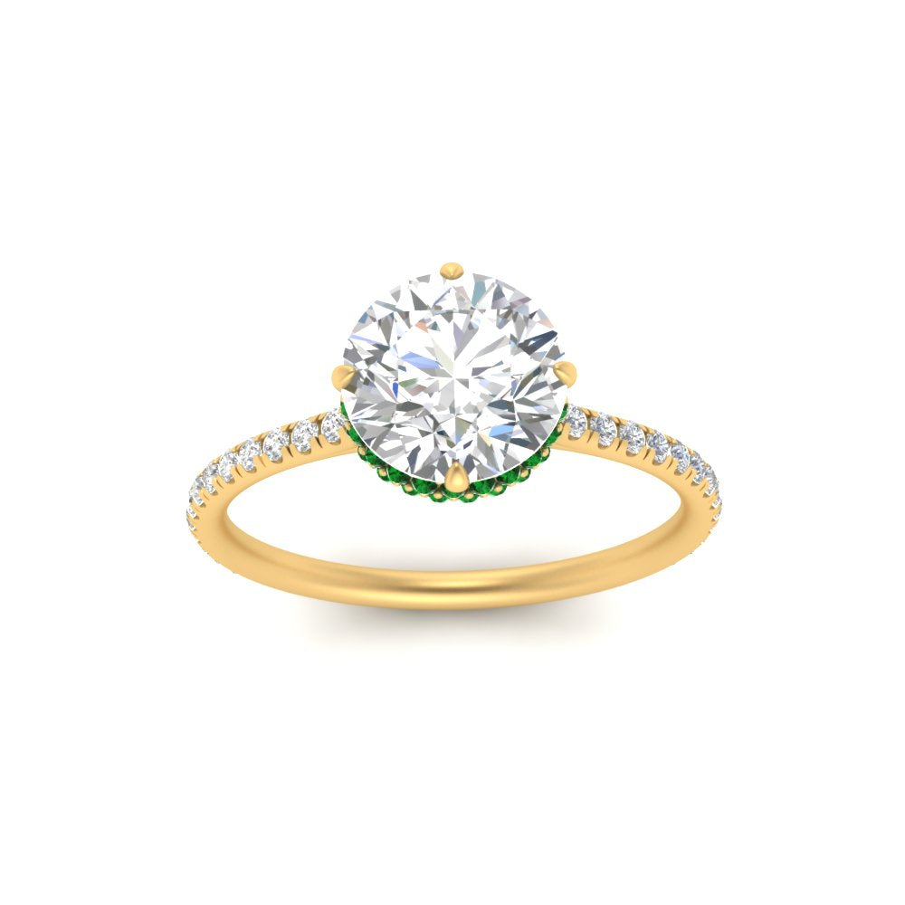 Compass Point Under Halo Engagement Ring