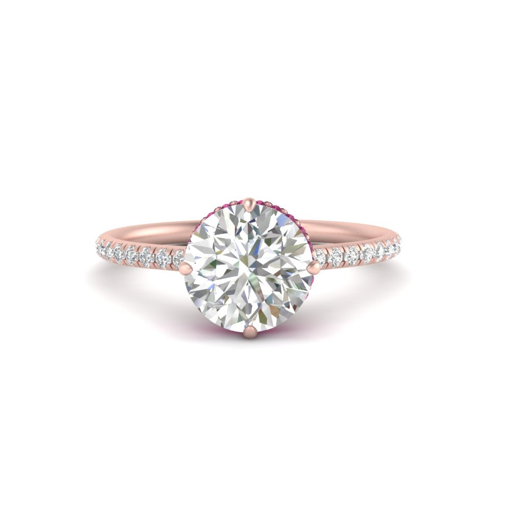 Compass Point Under Halo Engagement Ring