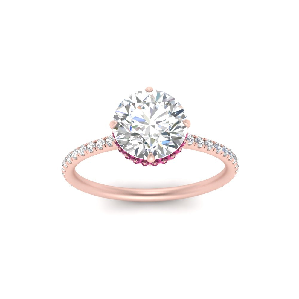 Compass Point Under Halo Engagement Ring