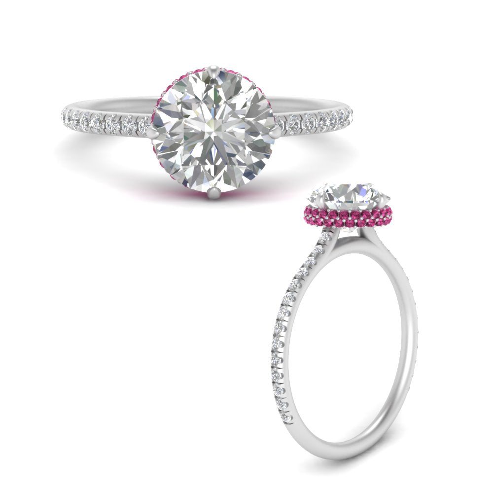Compass Point Under Halo Engagement Ring