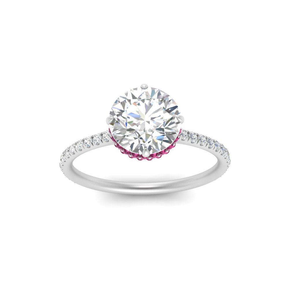 Compass Point Under Halo Engagement Ring