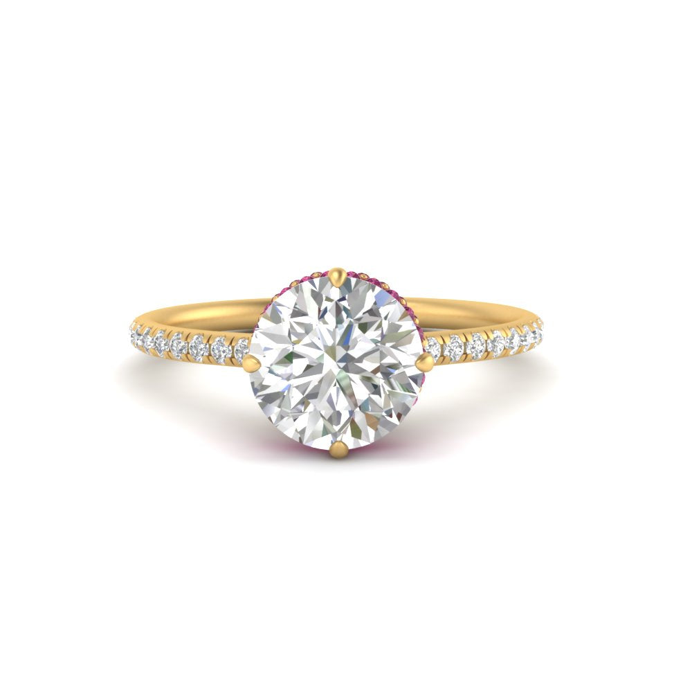 Compass Point Under Halo Engagement Ring