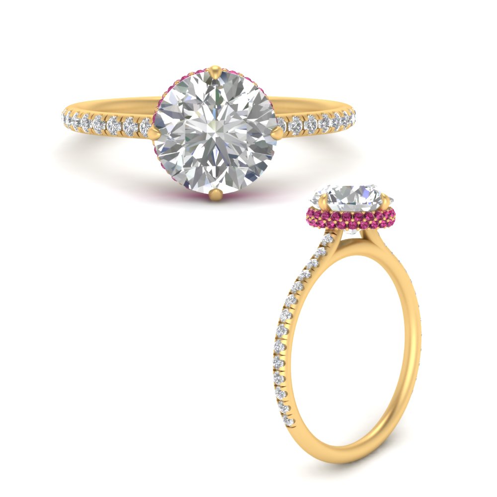 Compass Point Under Halo Engagement Ring