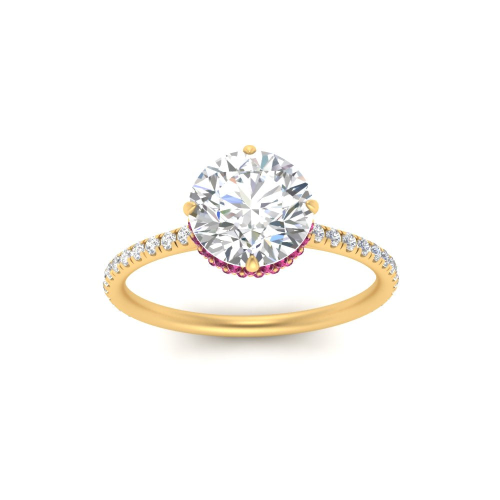 Compass Point Under Halo Engagement Ring
