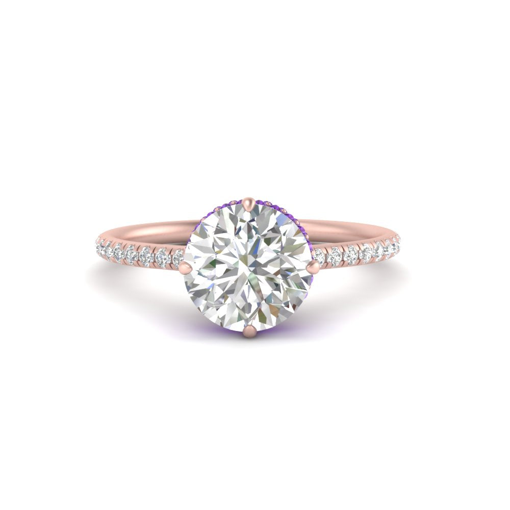 Compass Point Under Halo Engagement Ring