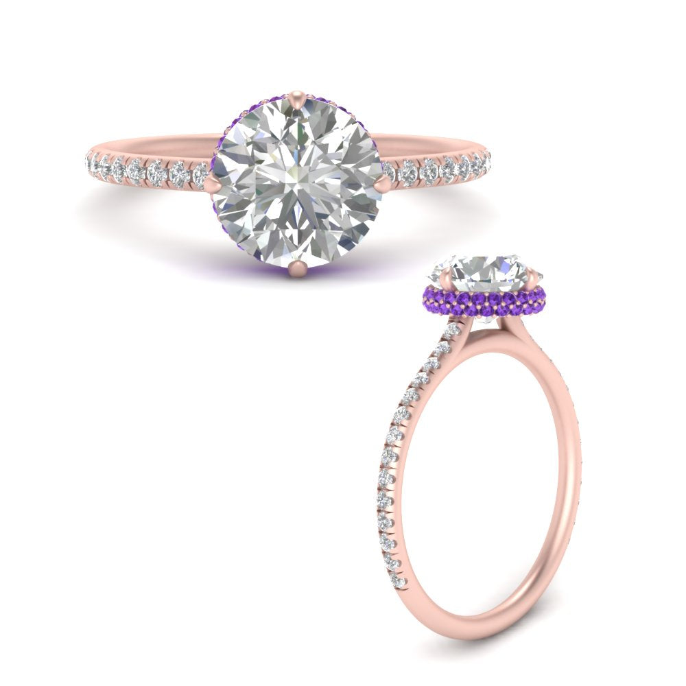 Compass Point Under Halo Engagement Ring
