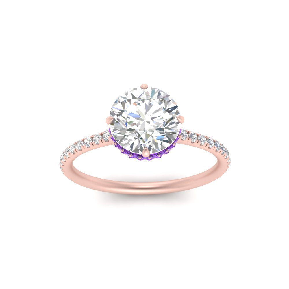 Compass Point Under Halo Engagement Ring