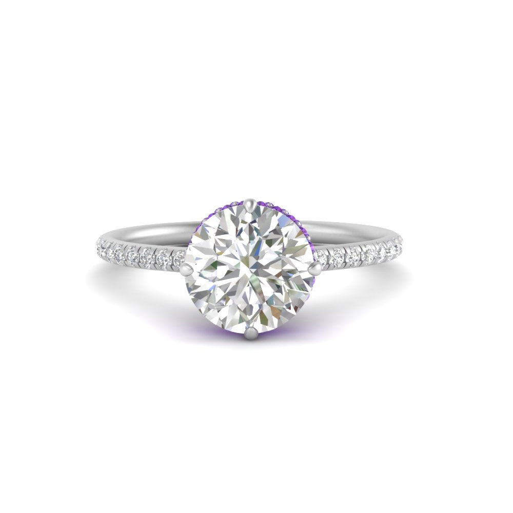Compass Point Under Halo Engagement Ring