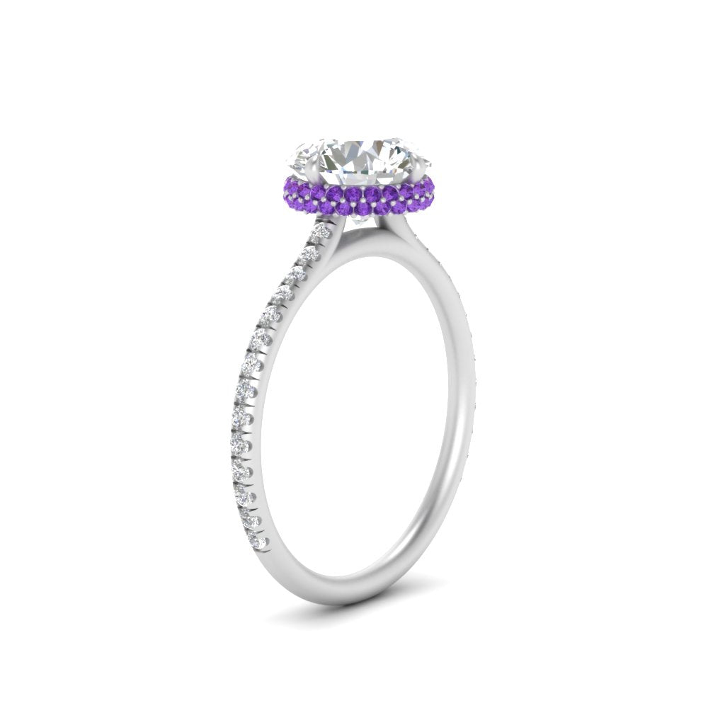 Compass Point Under Halo Engagement Ring