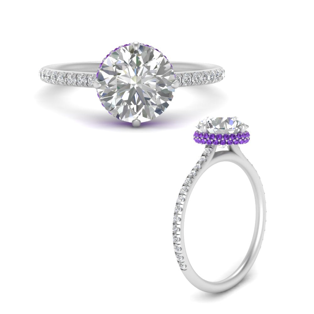 Compass Point Under Halo Engagement Ring