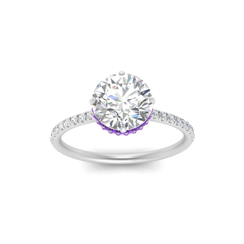 Compass Point Under Halo Engagement Ring
