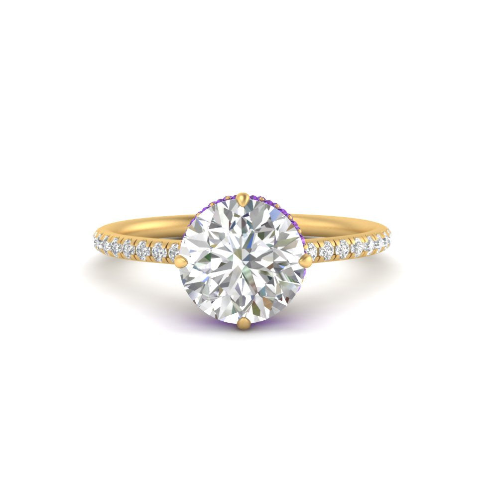 Compass Point Under Halo Engagement Ring