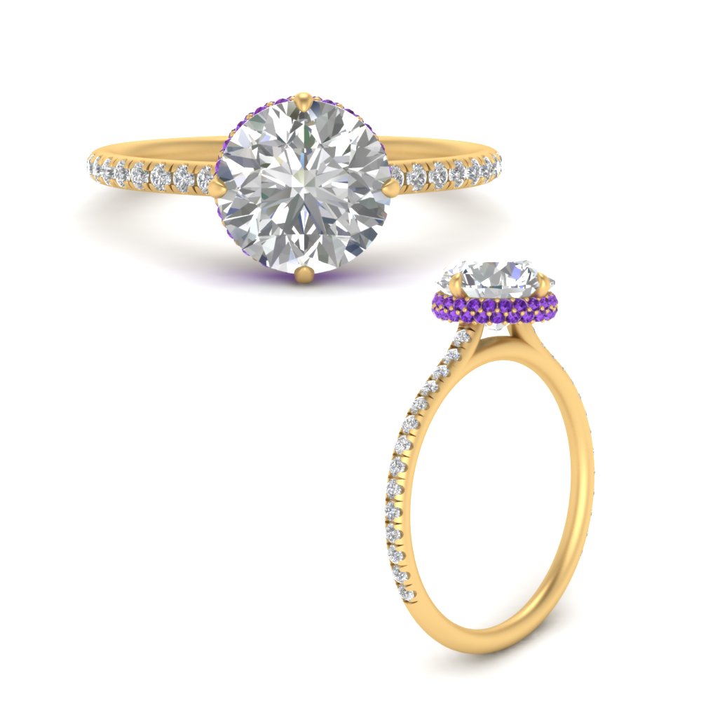 Compass Point Under Halo Engagement Ring