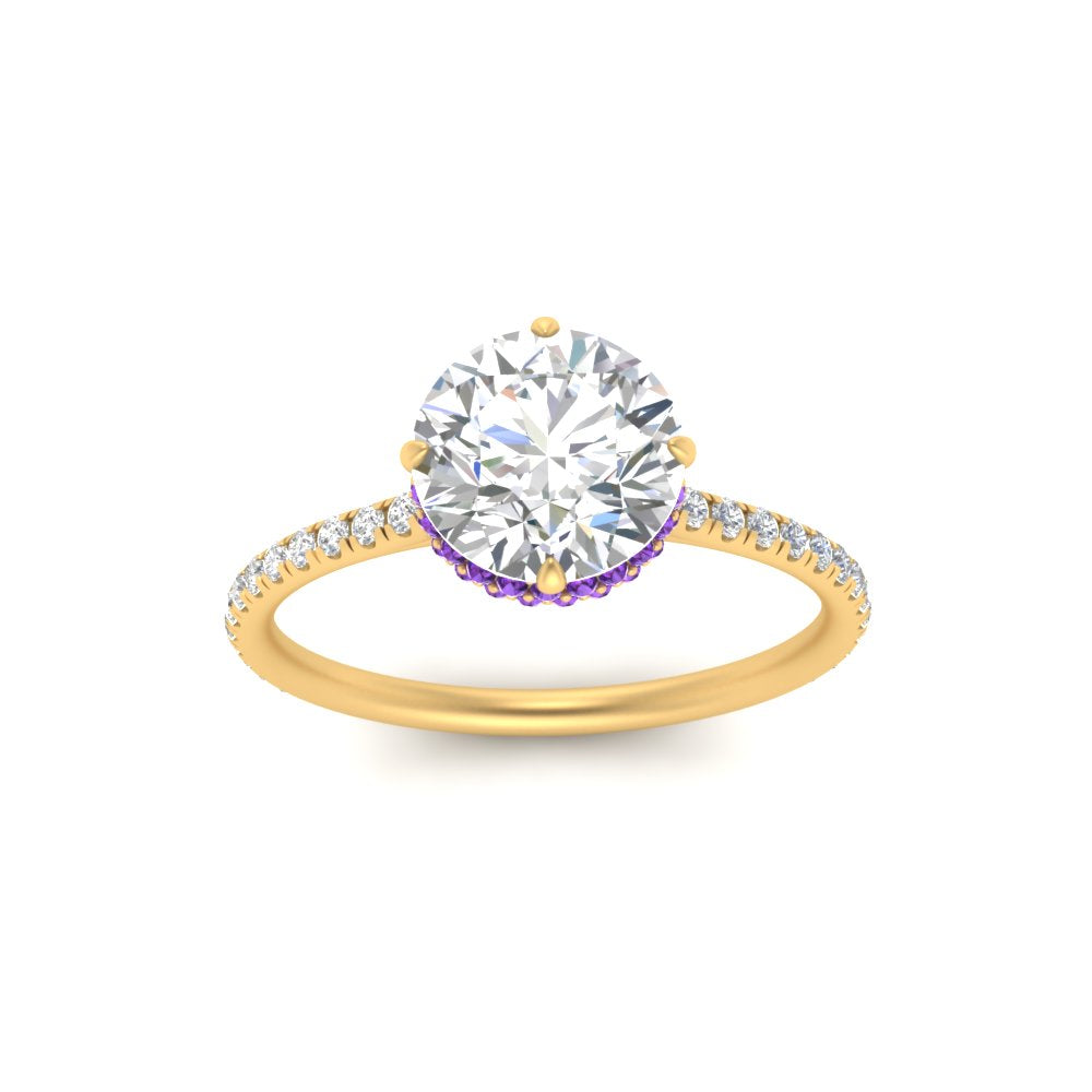 Compass Point Under Halo Engagement Ring