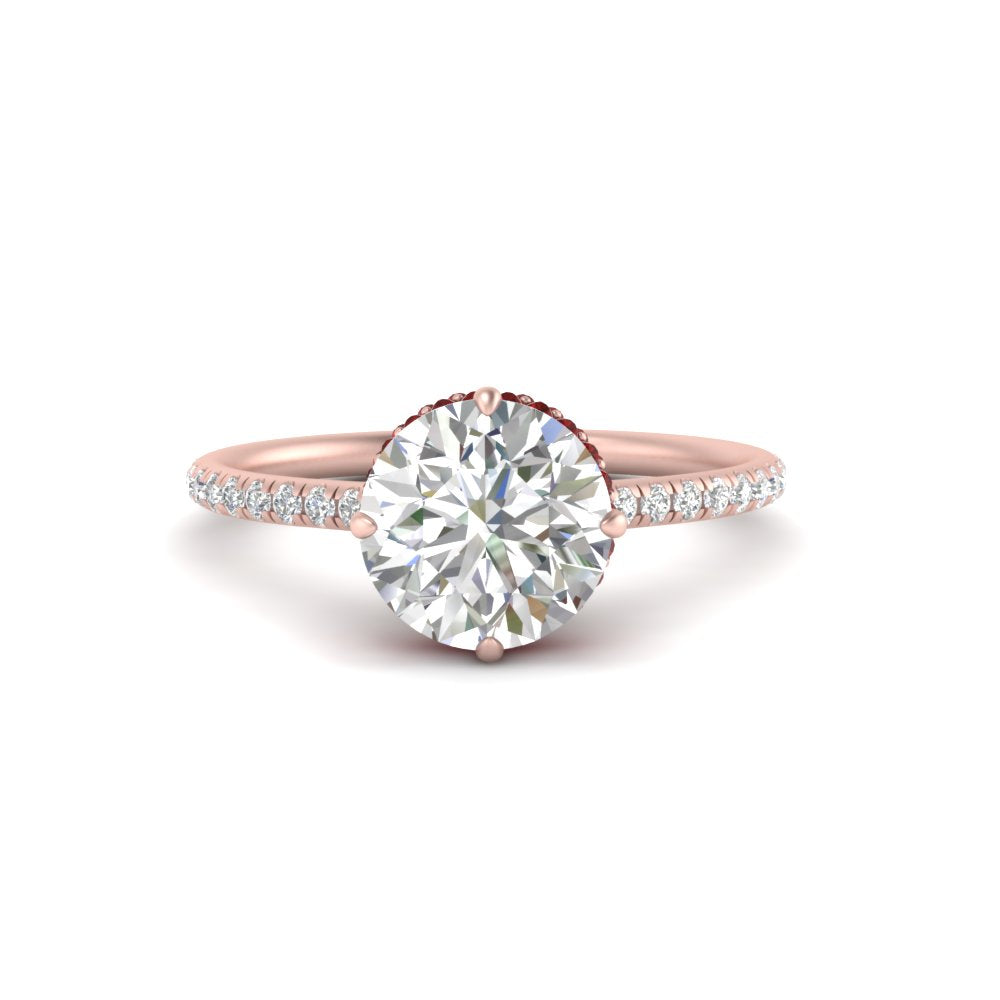 Compass Point Under Halo Engagement Ring