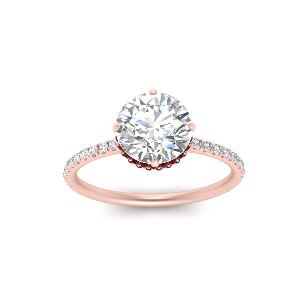 Compass Point Under Halo Engagement Ring
