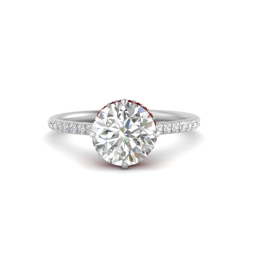 Compass Point Under Halo Engagement Ring