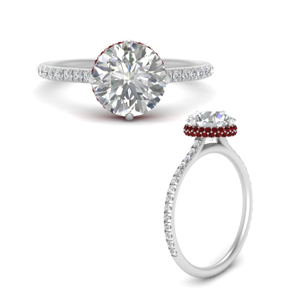 Compass Point Under Halo Engagement Ring