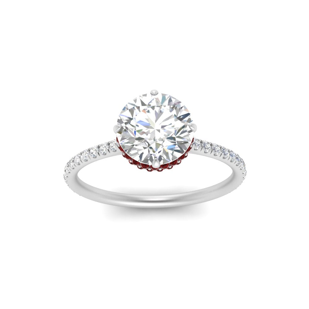Compass Point Under Halo Engagement Ring