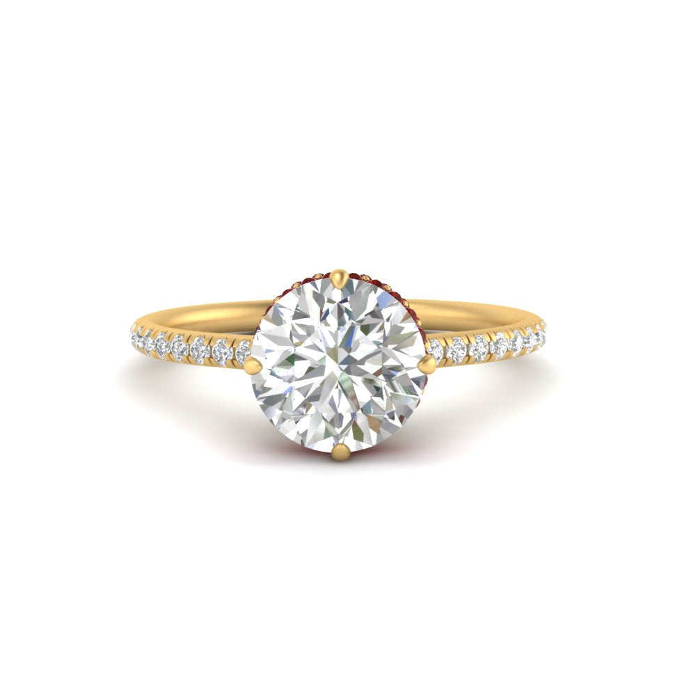 Compass Point Under Halo Engagement Ring