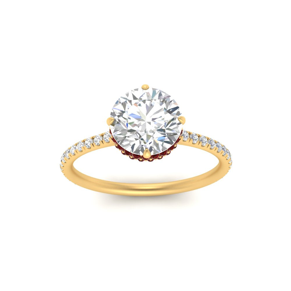 Compass Point Under Halo Engagement Ring