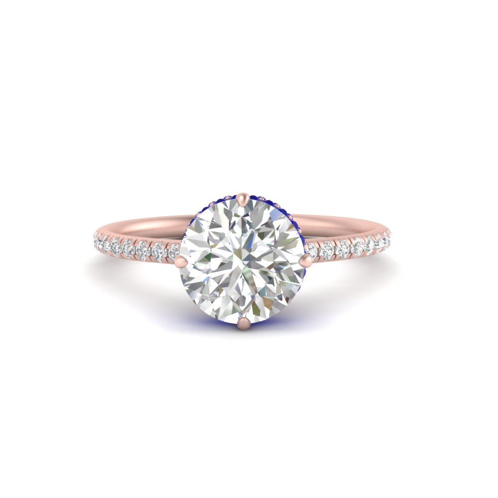 Compass Point Under Halo Engagement Ring