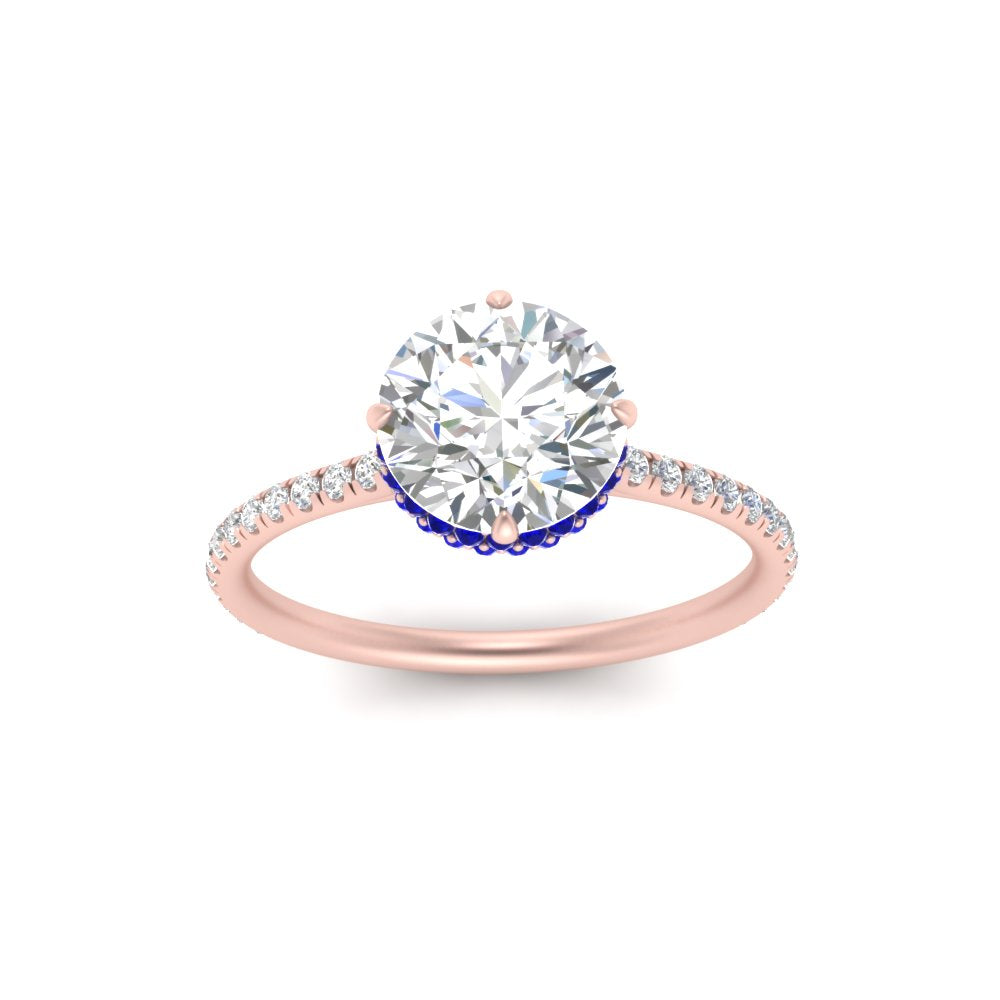Compass Point Under Halo Engagement Ring