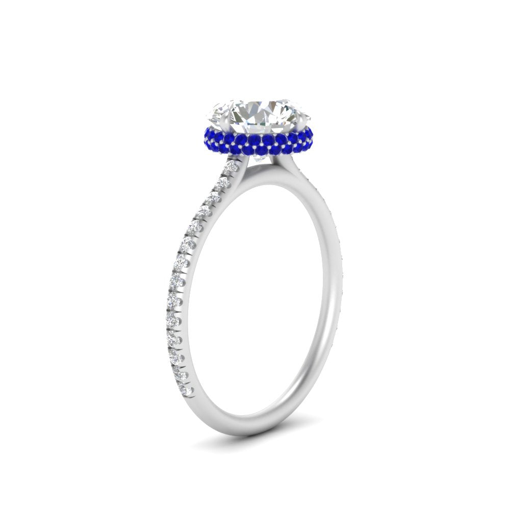Compass Point Under Halo Engagement Ring
