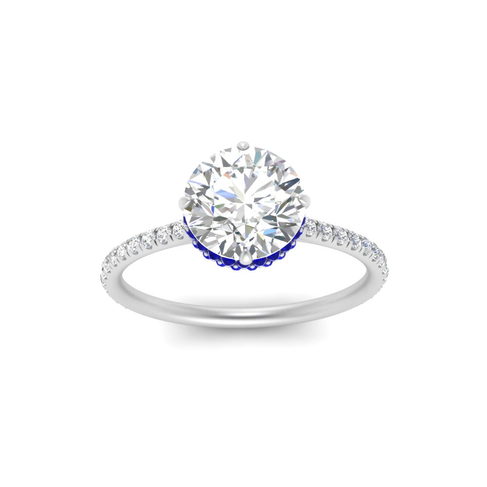 Compass Point Under Halo Engagement Ring