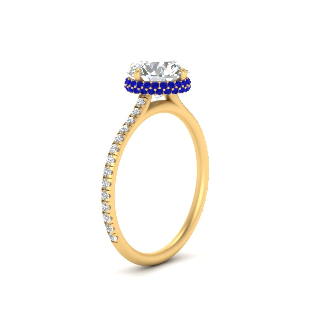 Compass Point Under Halo Engagement Ring