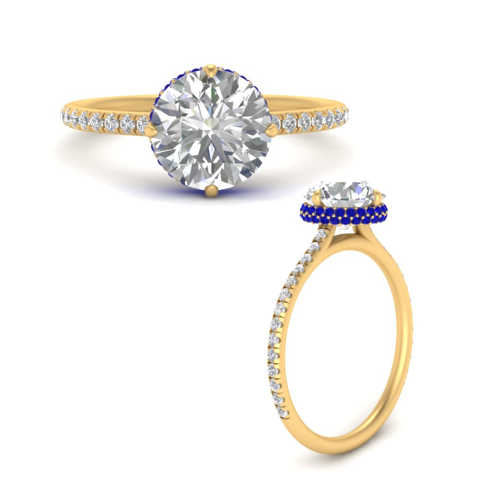 Compass Point Under Halo Engagement Ring