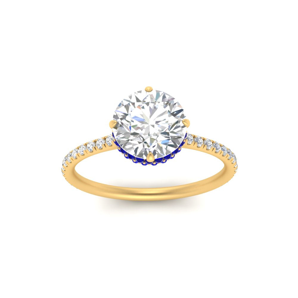Compass Point Under Halo Engagement Ring